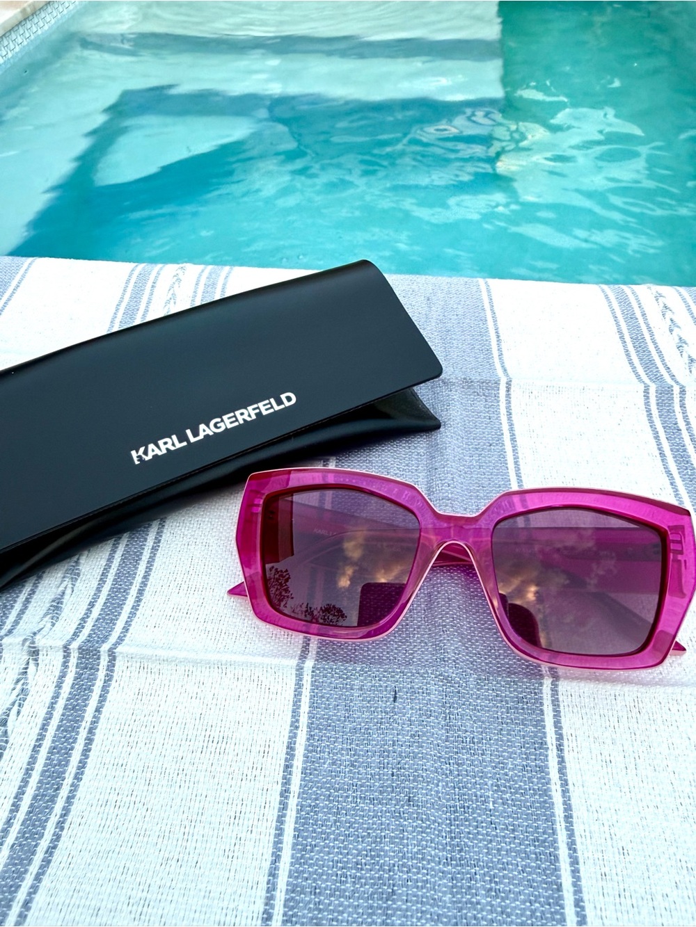Karl Lagerfeld Transparent Pink Square Sunglasses